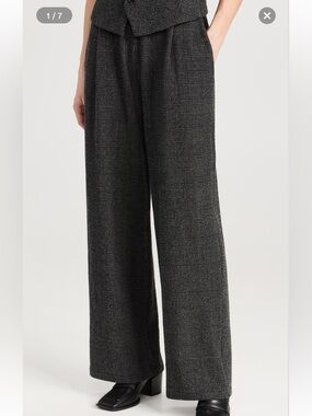 LESET Austyn pleated Prince of Wales checked alpaca-blend wide-leg pants Size XS